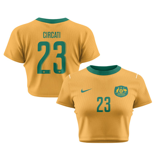 Alessandro Circati 23 Australia 2026 Women's Home All-Over Print Cropped Jersey - Yellow