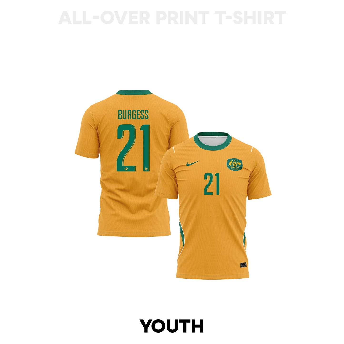 Cameron Burgess 21 Youth Australia 2026 Home 3D T-shirt Fully Printed – Yellow