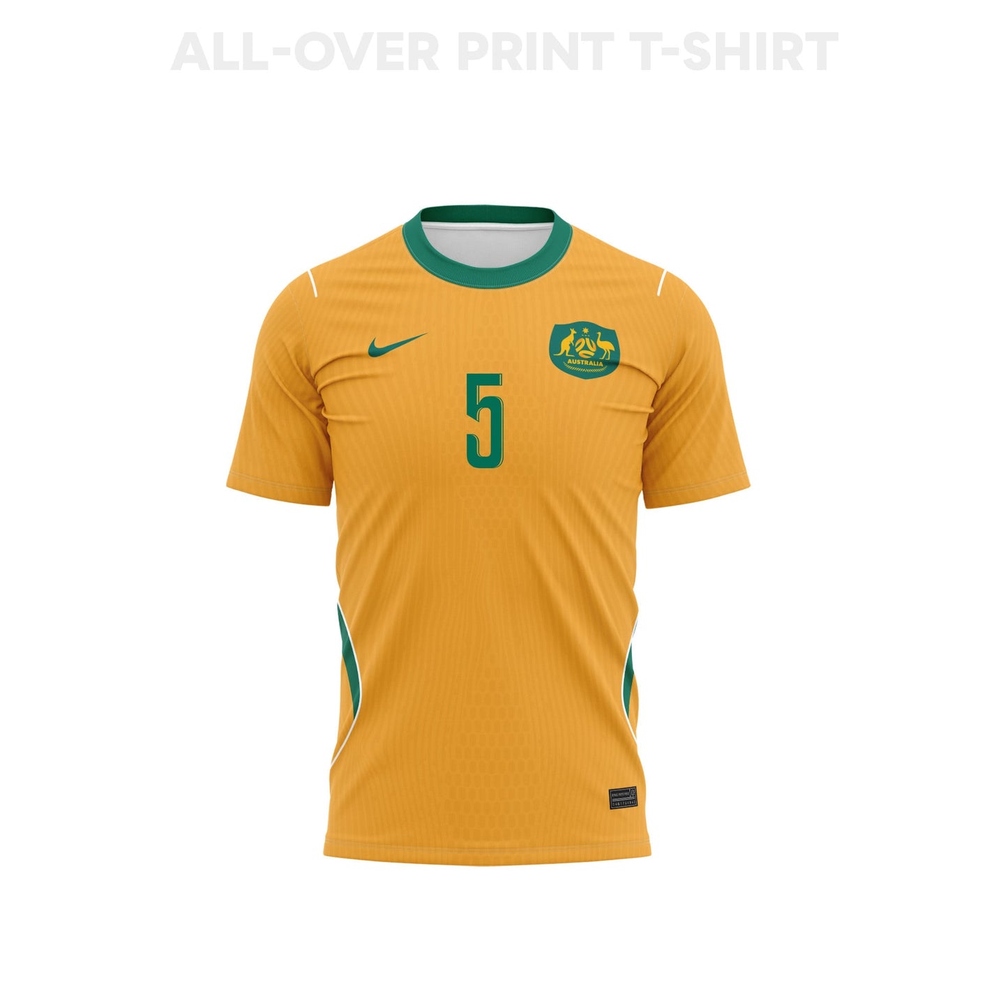 Jordan Bos 5 Youth Australia 2026 Home 3D T-shirt Fully Printed – Yellow