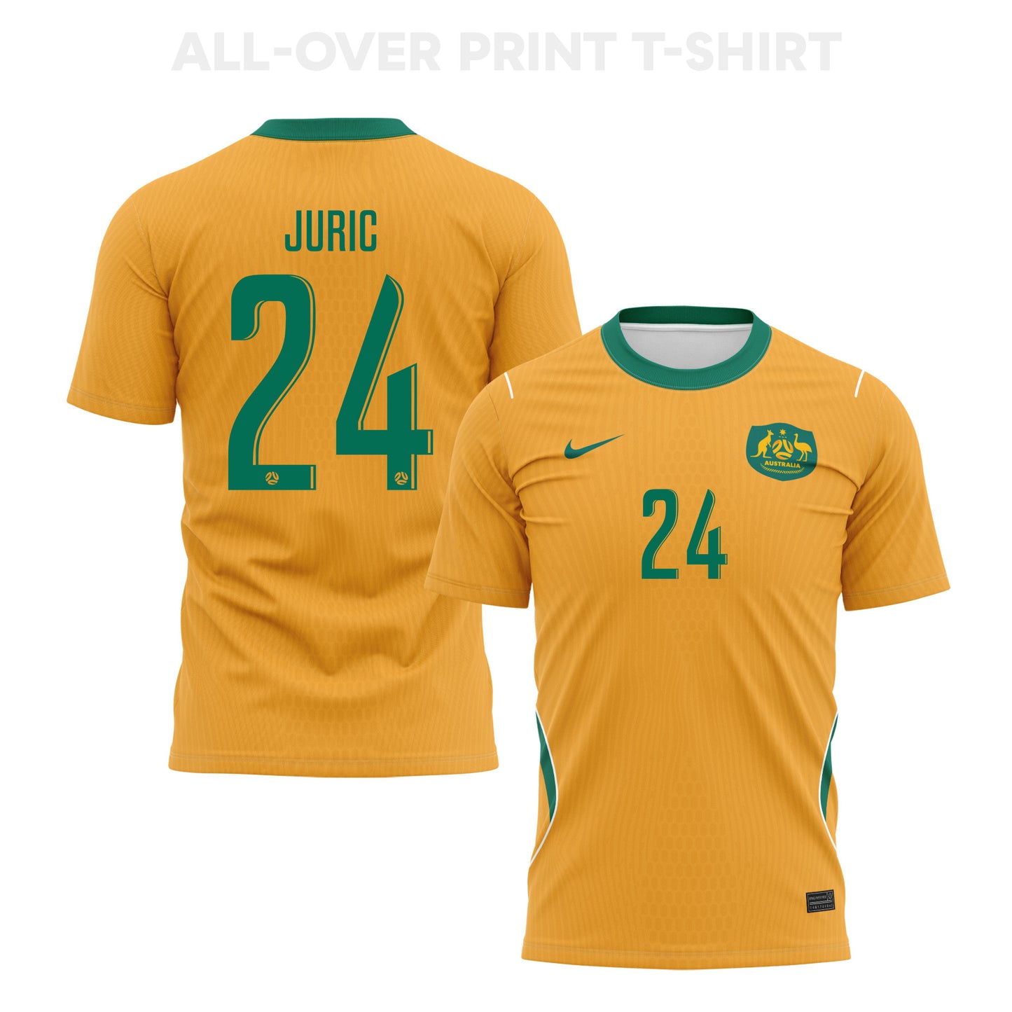 Deni Juric 24 Australia 2026 Home 3D T-Shirt Fully Printed – Unisex, Yellow