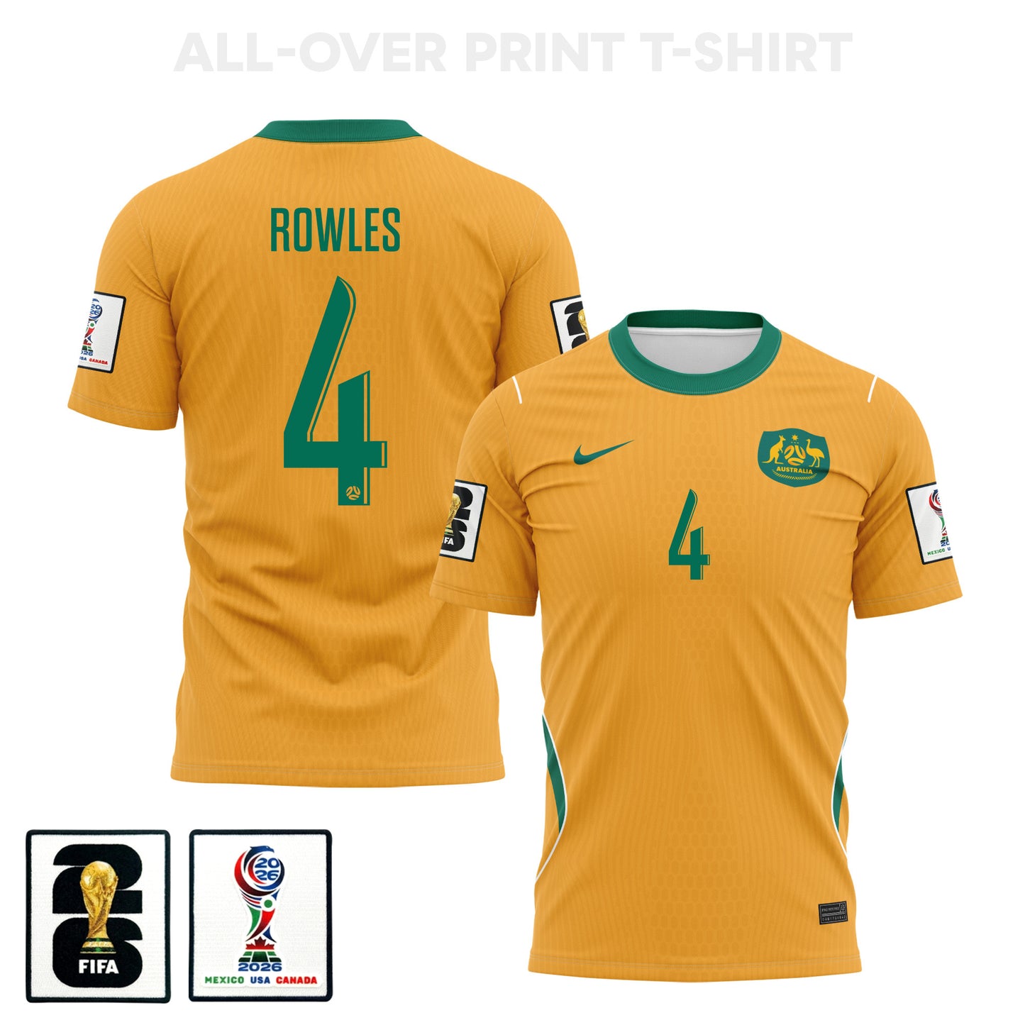 Kye Rowles 4 Australia 2026 Home 3D T-Shirt Fully Printed – Unisex, Yellow