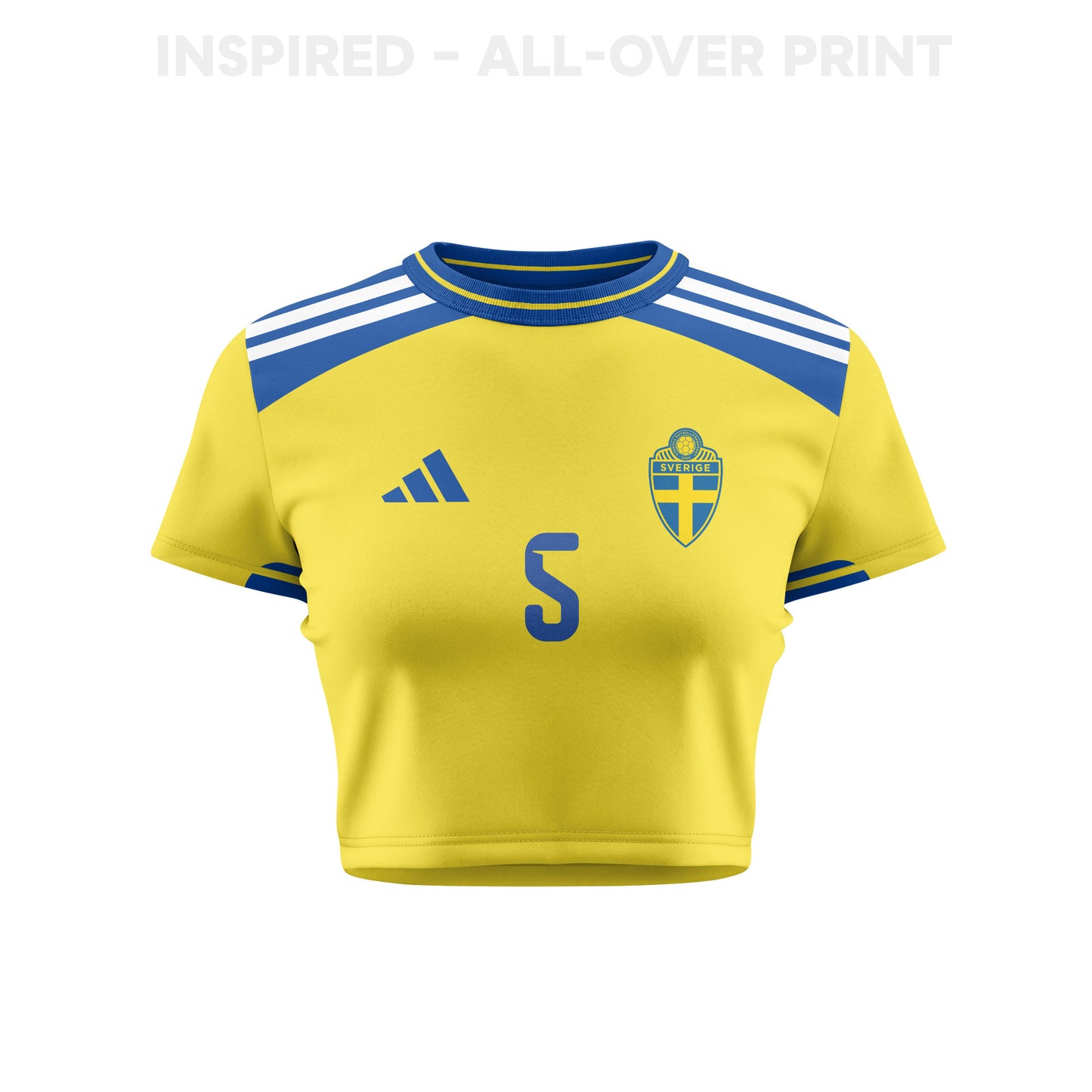 Gabriel Gudmundsson 5 Sweden 2026 Women's Home All-Over Print Cropped Jersey - Yellow