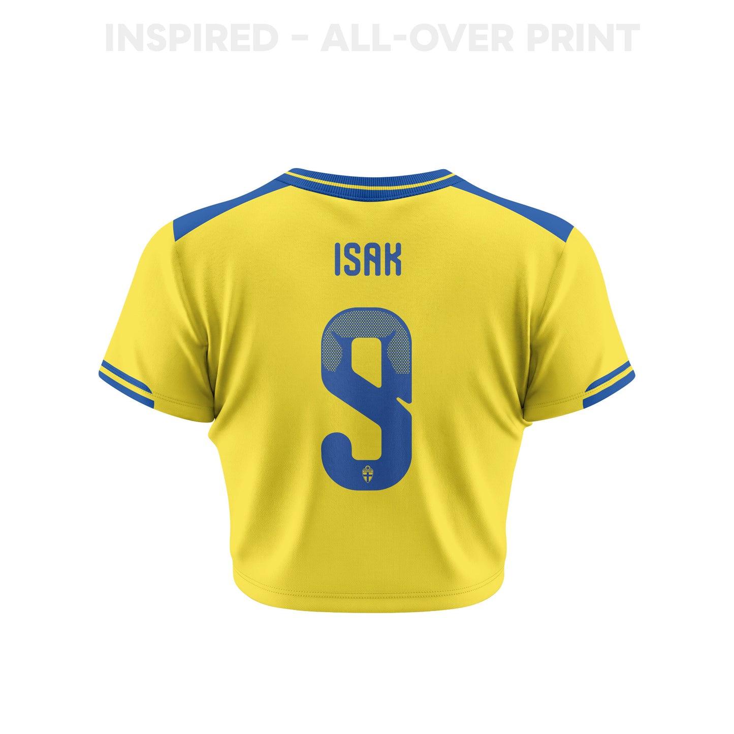 Alexander  Isak 9 Sweden 2026 Women's Home All-Over Print Cropped Jersey - Yellow