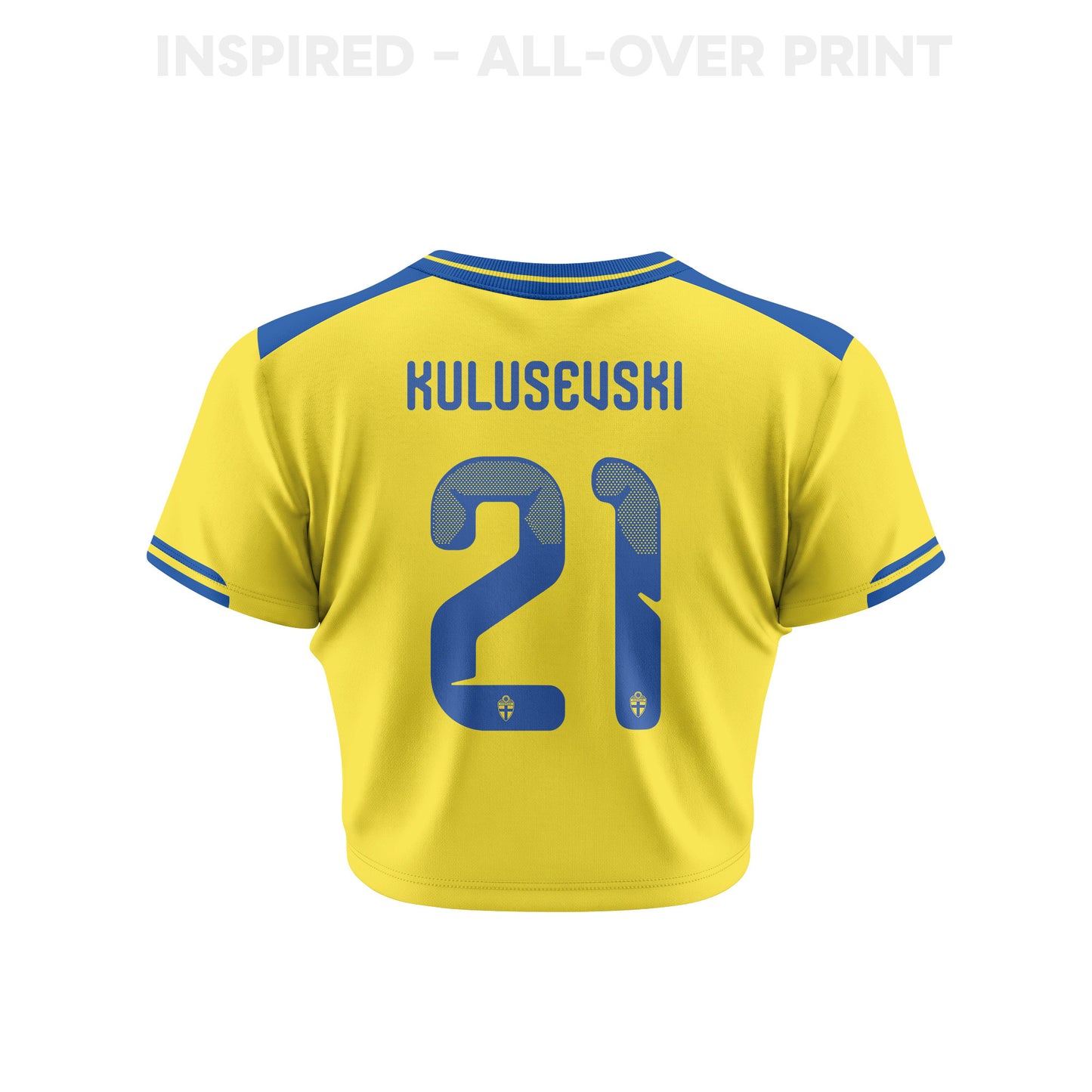 Dejan  Kulusevski 21 Sweden 2026 Women's Home All-Over Print Cropped Jersey - Yellow
