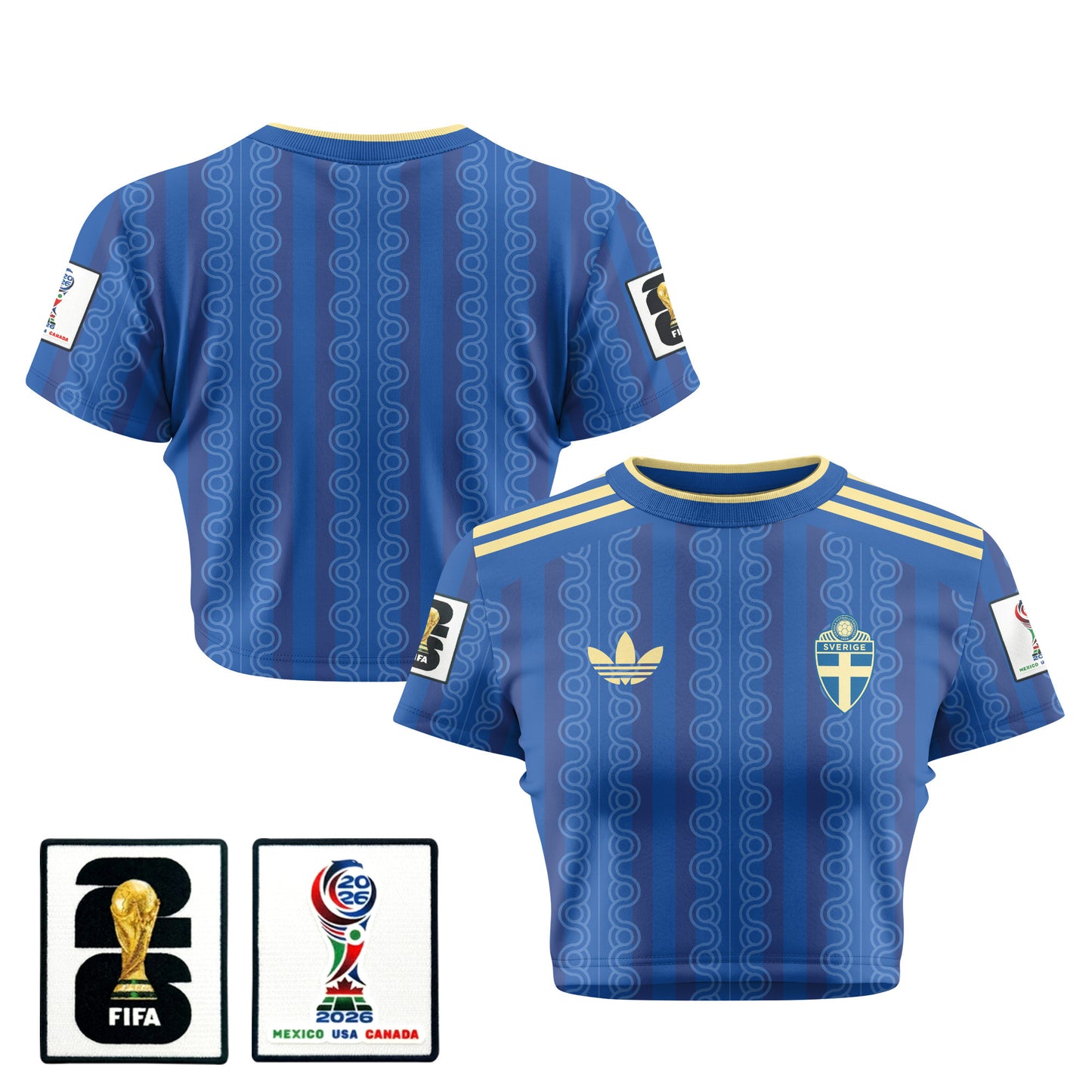 Sweden 2026 Women's Away All-Over Print Cropped Jersey - Blue
