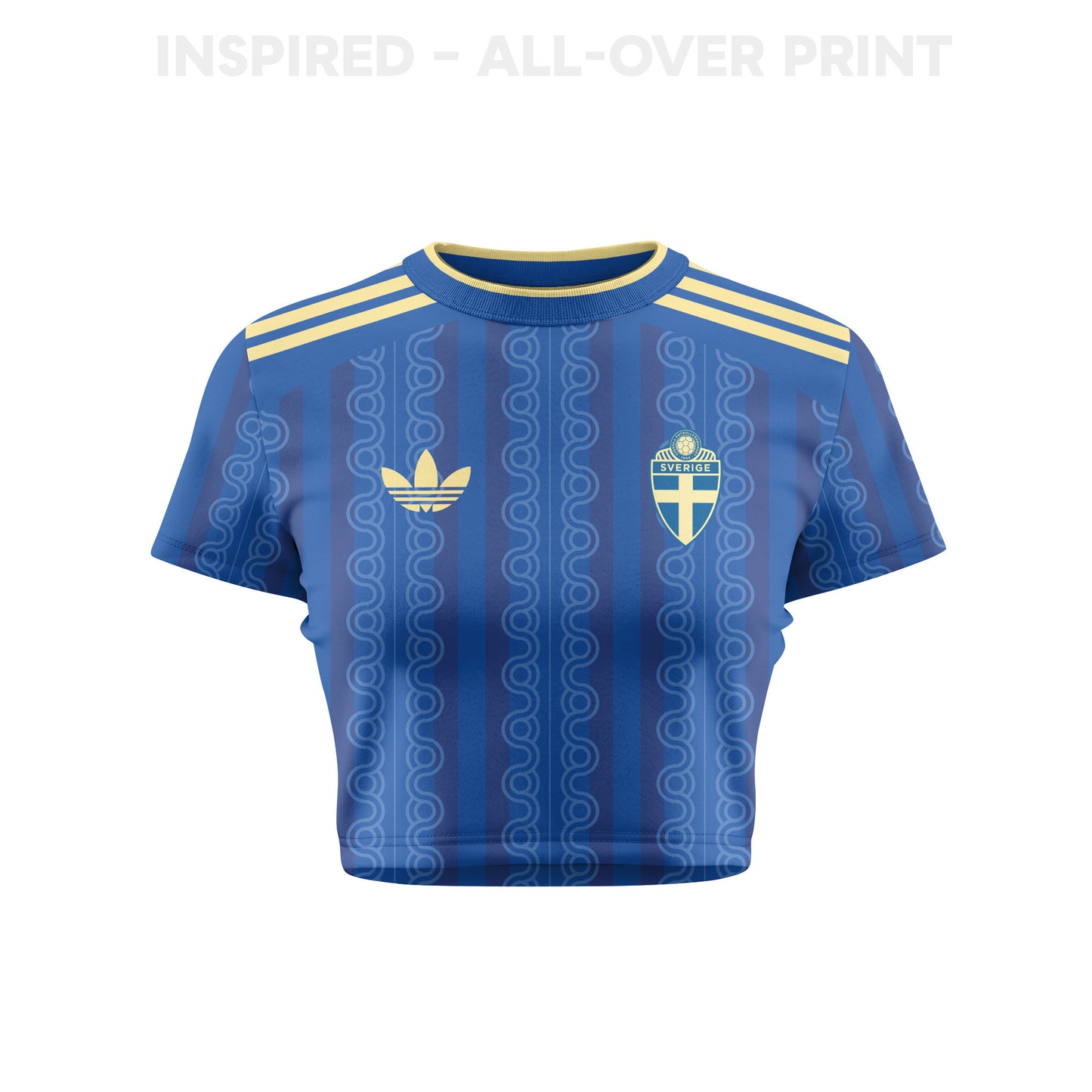 Sweden 2026 Women's Away All-Over Print Cropped Jersey - Blue