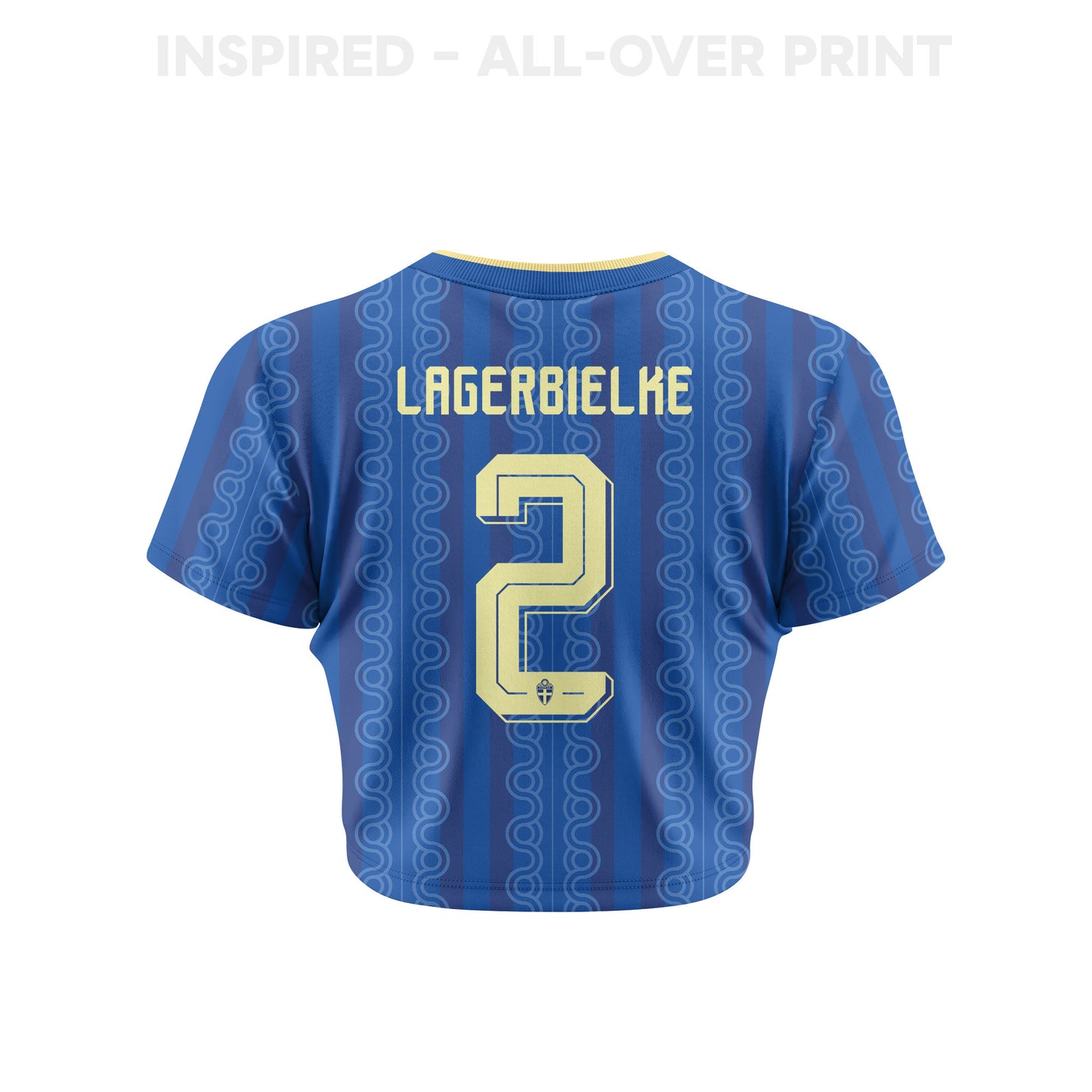 Gustaf Lagerbielke 2 Sweden 2026 Women's Away All-Over Print Cropped Jersey - Blue