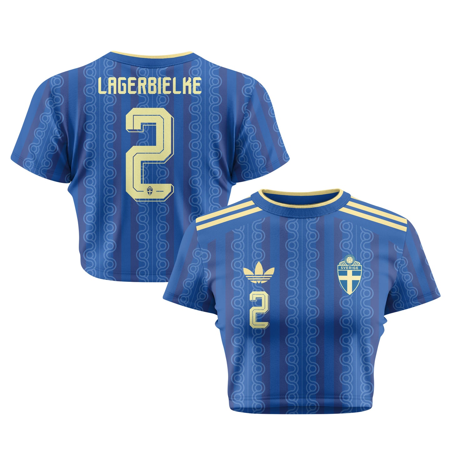 Gustaf Lagerbielke 2 Sweden 2026 Women's Away All-Over Print Cropped Jersey - Blue