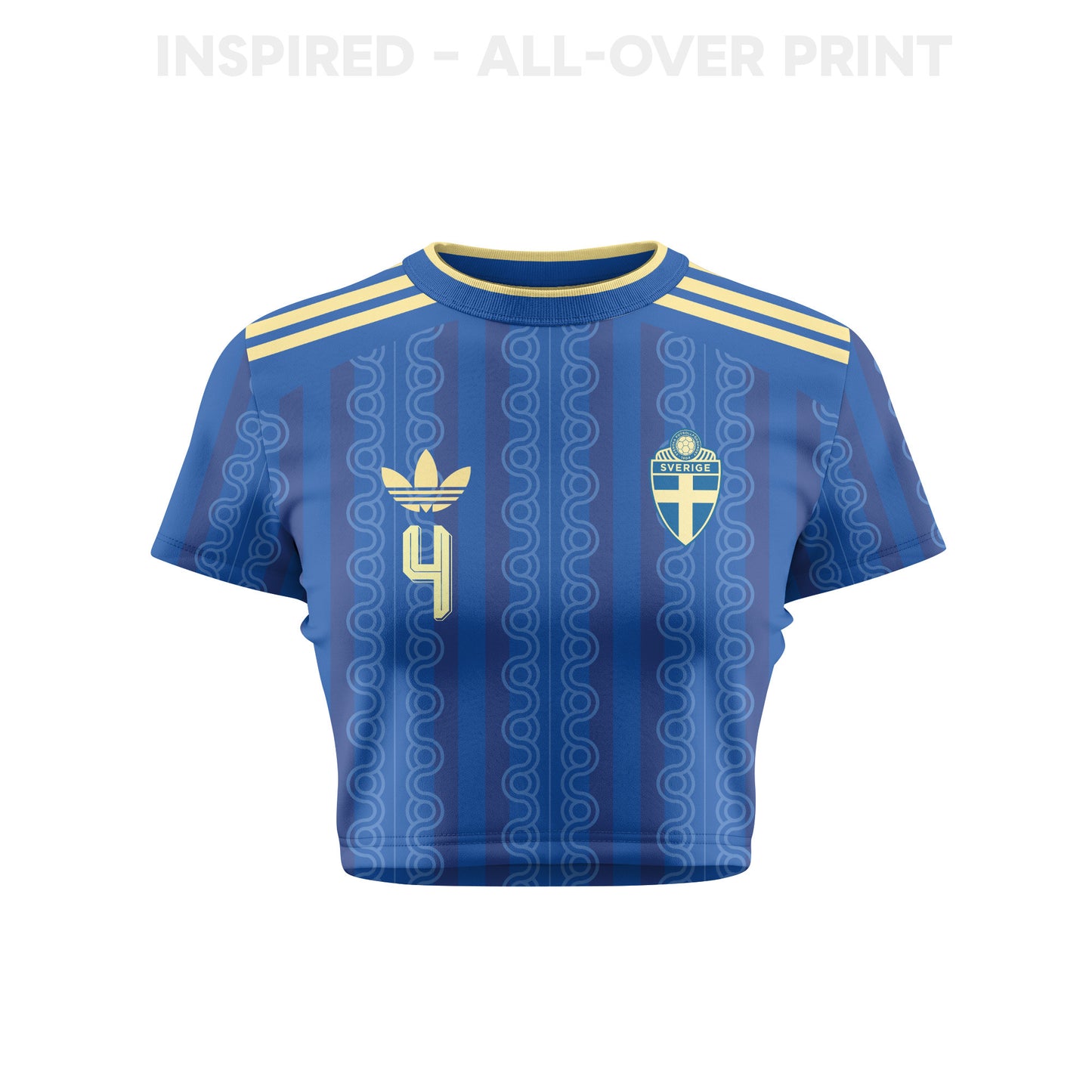 Isak Hien 4 Sweden 2026 Women's Away All-Over Print Cropped Jersey - Blue