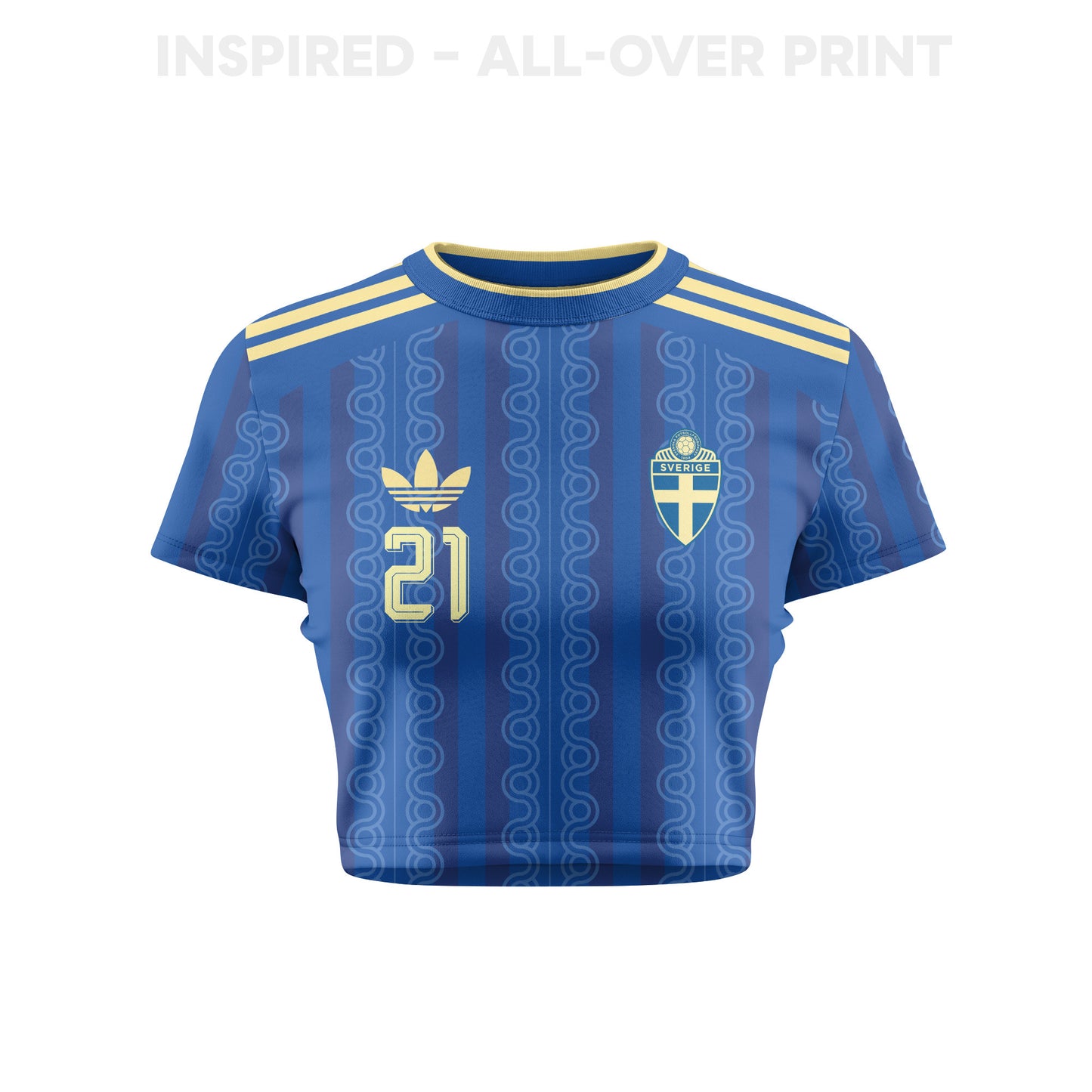 Dejan  Kulusevski 21 Sweden 2026 Women's Away All-Over Print Cropped Jersey - Blue