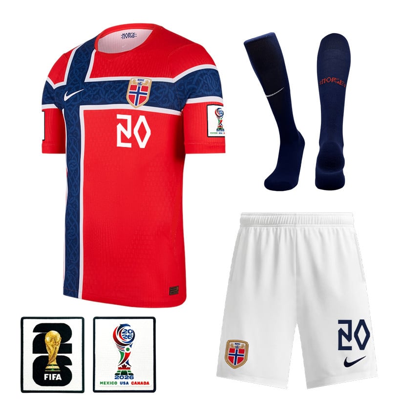Antonio Nusa 20 Norway 2026 Home Men Kit Set – Red