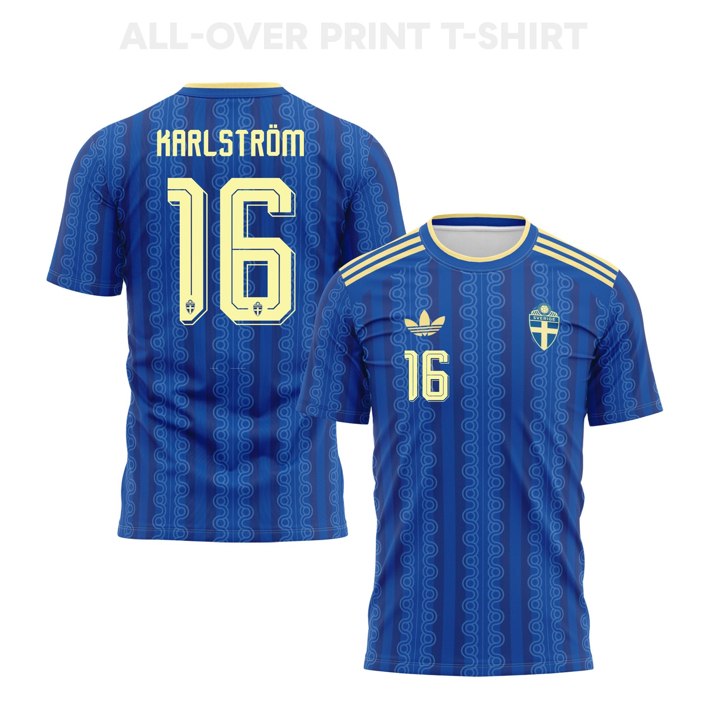 Jesper Karlstroem 16 Sweden 2026 Away 3D T-Shirt Fully Printed – Unisex, Blue