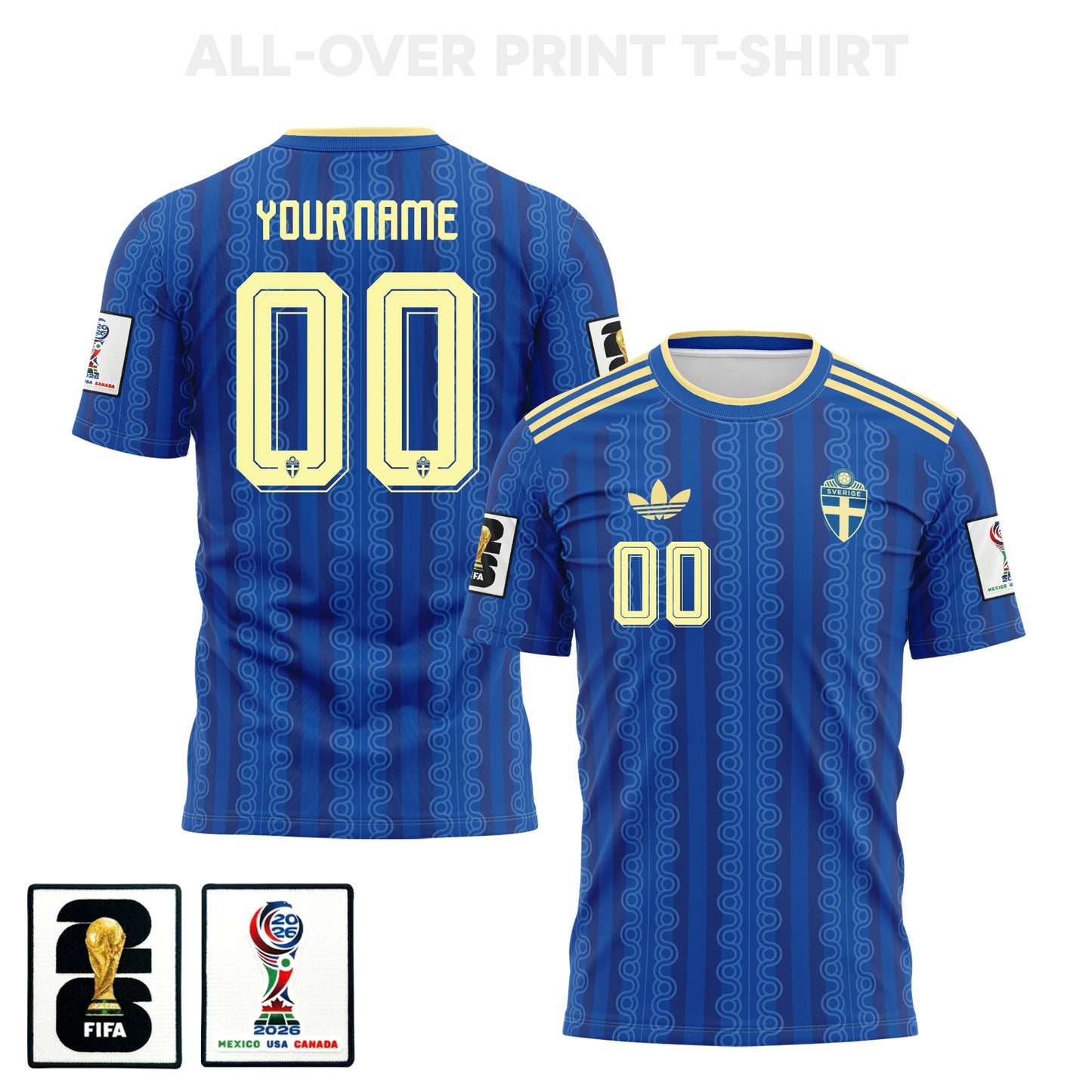 Sweden 2026 Away 3D T-Shirt Fully Printed – Personalized – Unisex, Blue