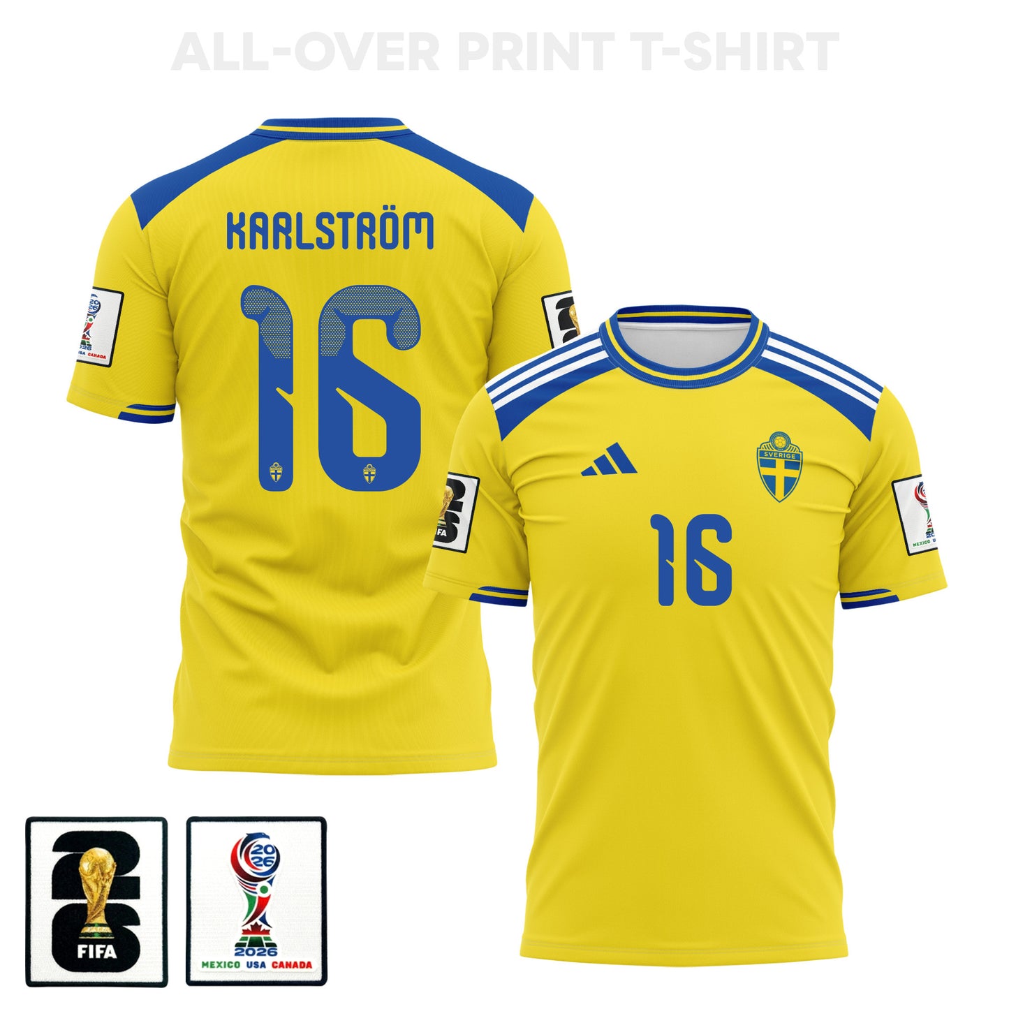 Jesper Karlstroem 16 Sweden 2026 Home 3D T-Shirt Fully Printed – Unisex, Yellow
