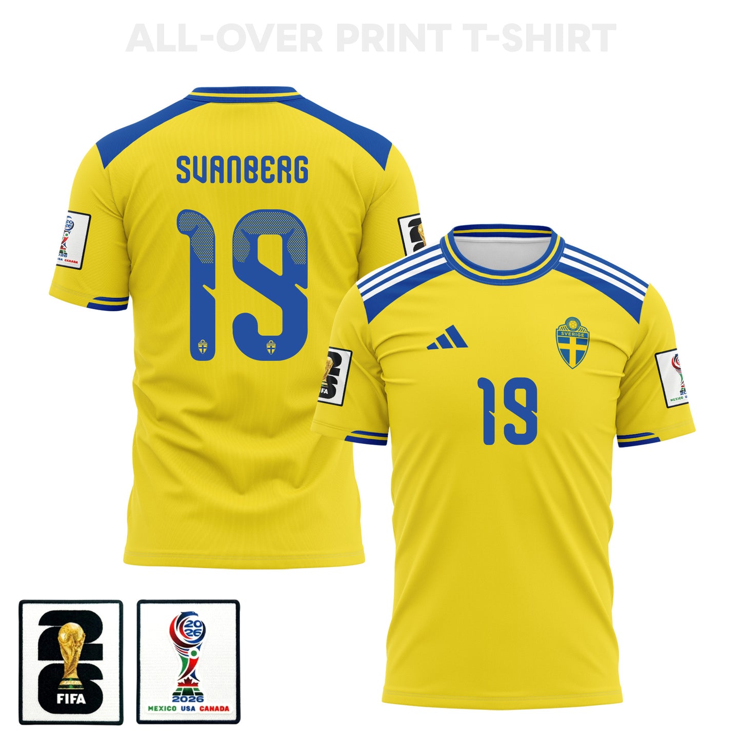 Mattias Svanberg 19 Sweden 2026 Home 3D T-Shirt Fully Printed – Unisex, Yellow
