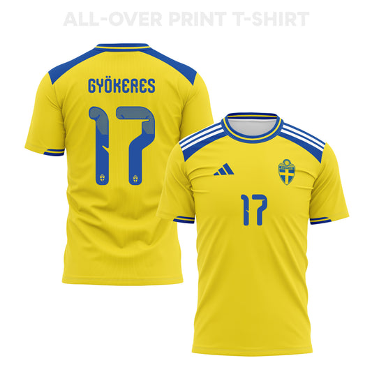 Viktor Gyoekeres 17 Sweden 2026 Home 3D T-Shirt Fully Printed – Unisex, Yellow