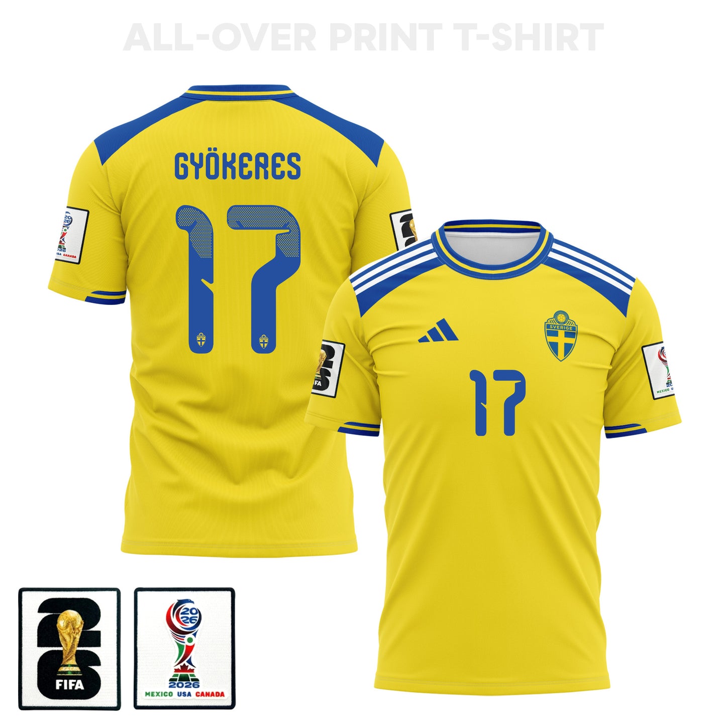 Viktor Gyoekeres 17 Sweden 2026 Home 3D T-Shirt Fully Printed – Unisex, Yellow