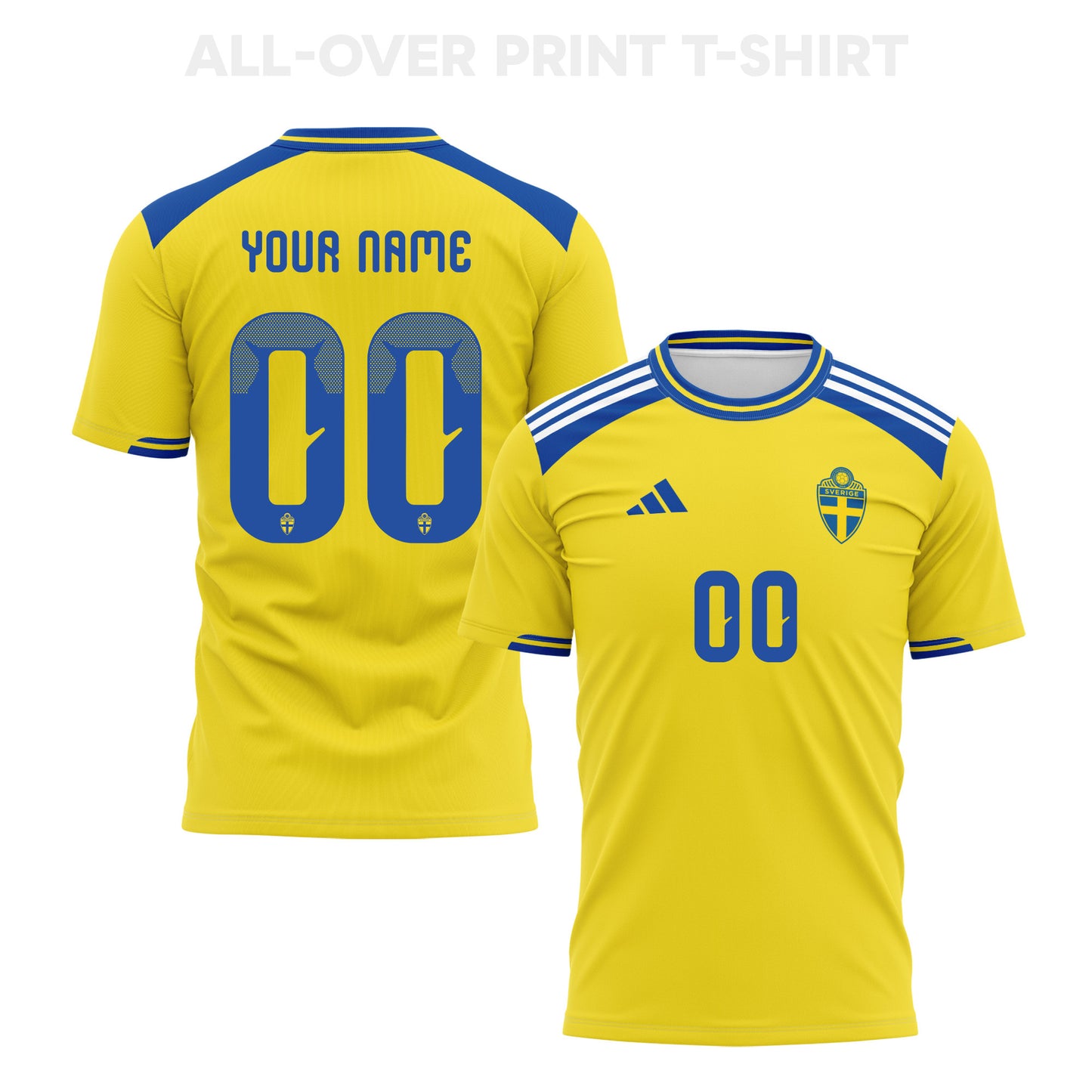 Sweden 2026 Home 3D T-Shirt Fully Printed – Personalized – Unisex, Yellow