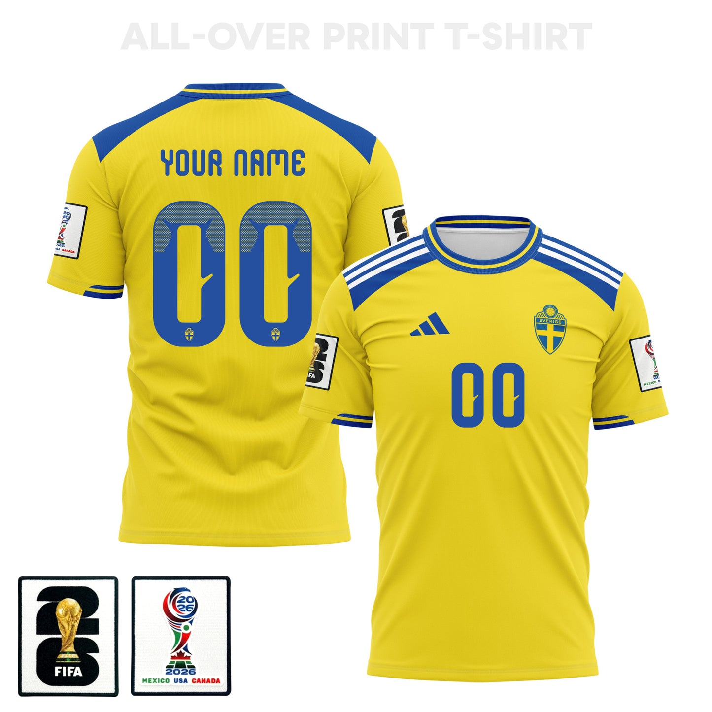 Sweden 2026 Home 3D T-Shirt Fully Printed – Personalized – Unisex, Yellow