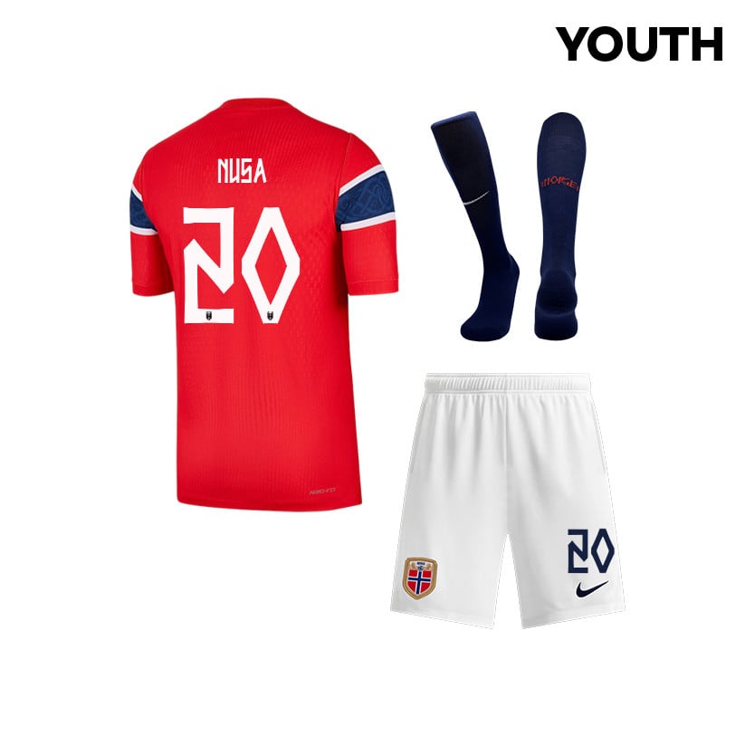 Antonio Nusa 20 Norway 2026 YOUTH Home Kit Set – Red