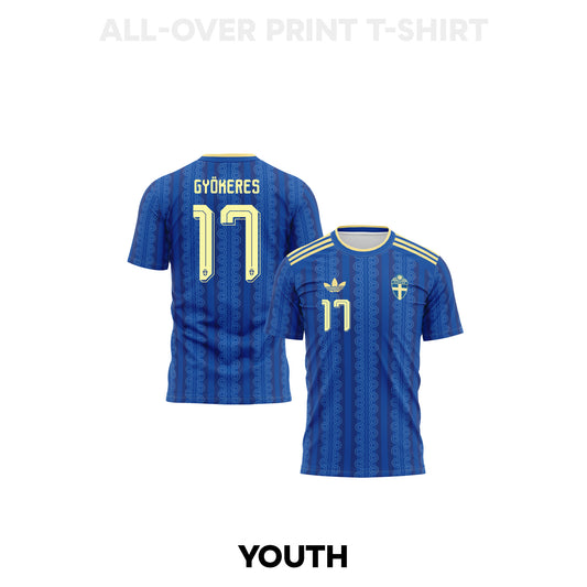 Viktor Gyoekeres 17 Youth Sweden 2026 Away 3D T-shirt Fully Printed – Blue