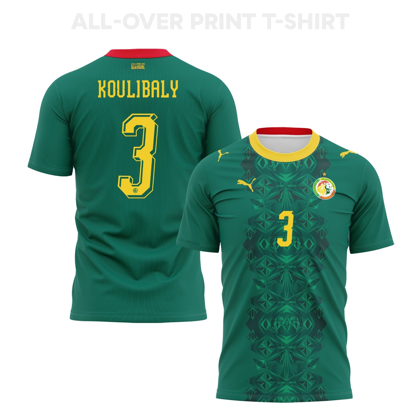 Kalidou Koulibaly 3 Senegal 2026 Away 3D T-Shirt Fully Printed – Unisex, Green