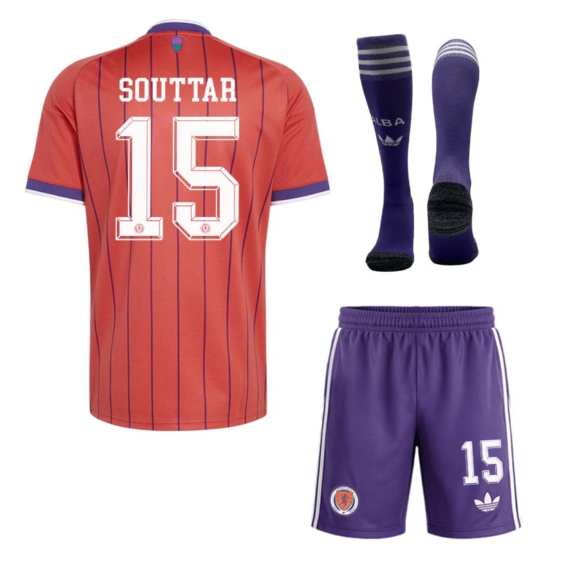 John Souttar 15 Scotland 2026 Away Men Kit Set – Red/Purple