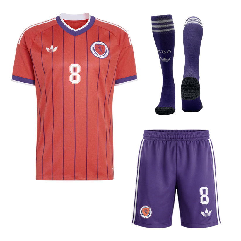 Billy Gilmour 8 Scotland 2026 Away Men Kit Set – Red/Purple