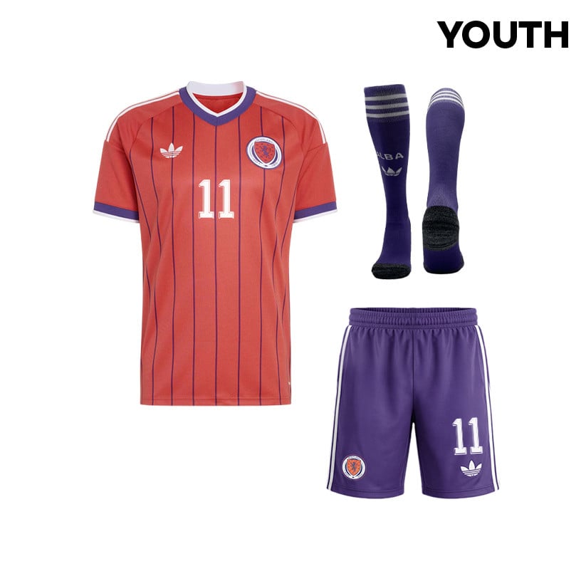 Ryan Christie 11 Scotland 2026 YOUTH Away Kit Set – Red/Purple
