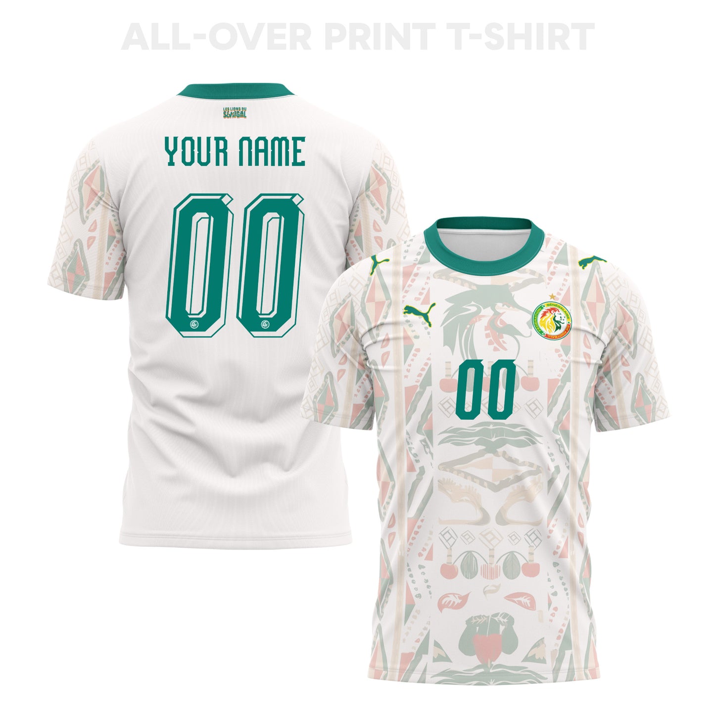 Senegal 2026 Home 3D T-Shirt Fully Printed – Personalized – Unisex, White