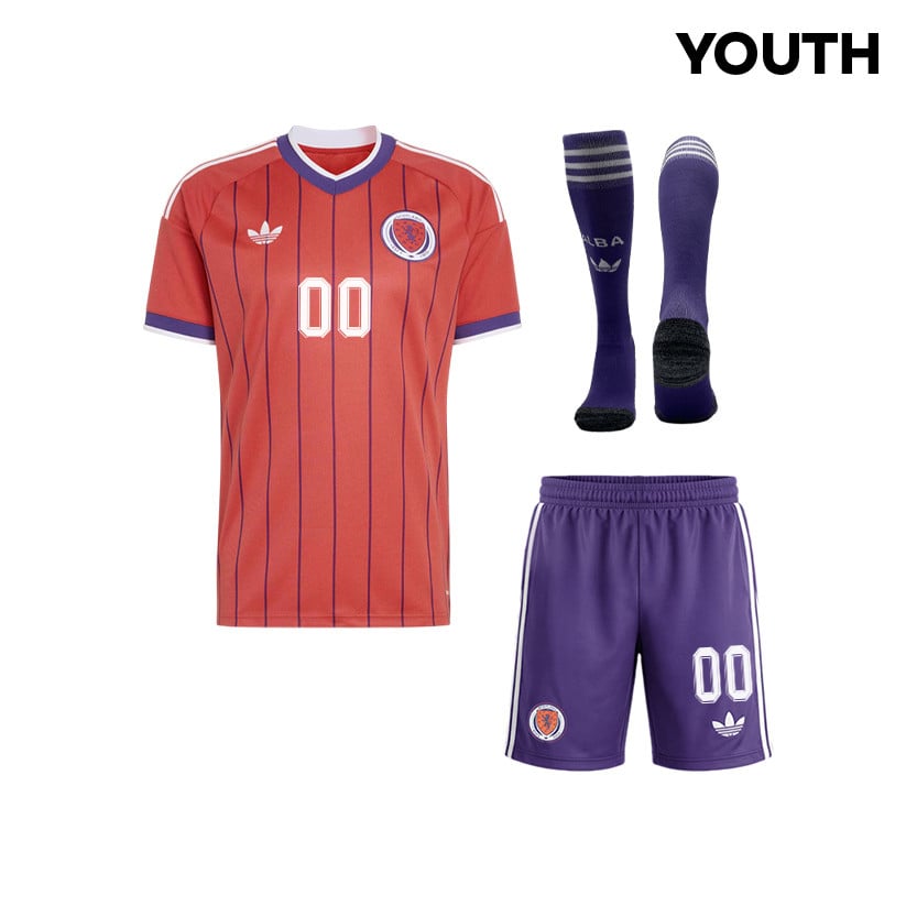 Scotland 2026 YOUTH Away Kit Set – Personalized - Red/Purple