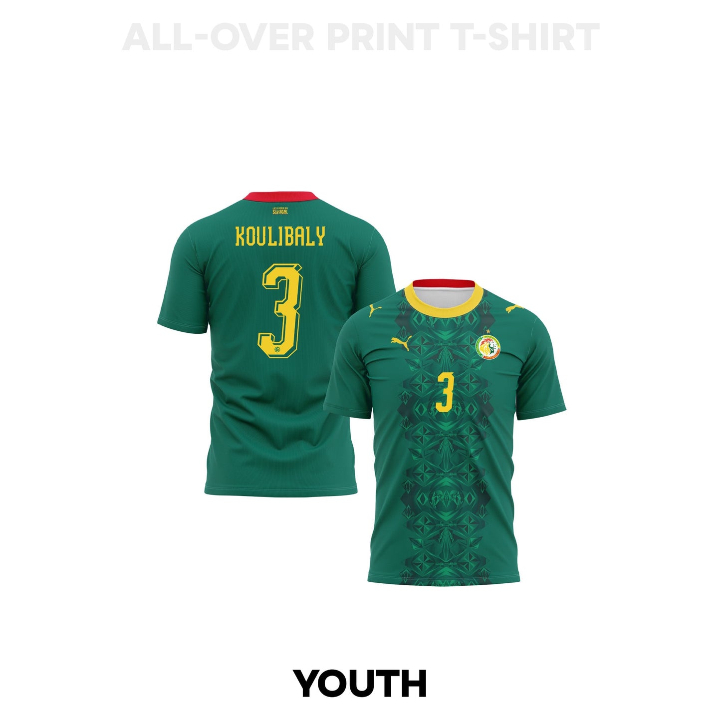 Kalidou Koulibaly 3 Youth Senegal 2026 Away 3D T-shirt Fully Printed – Green