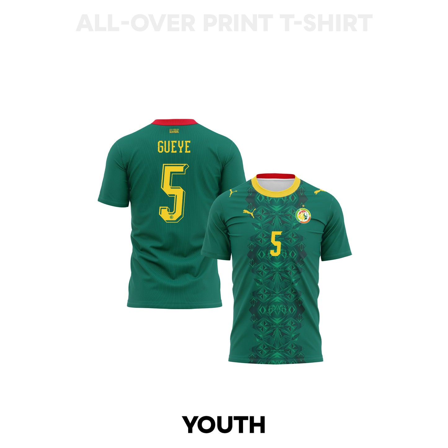 Idrissa Gueye 5 Youth Senegal 2026 Away 3D T-shirt Fully Printed – Green