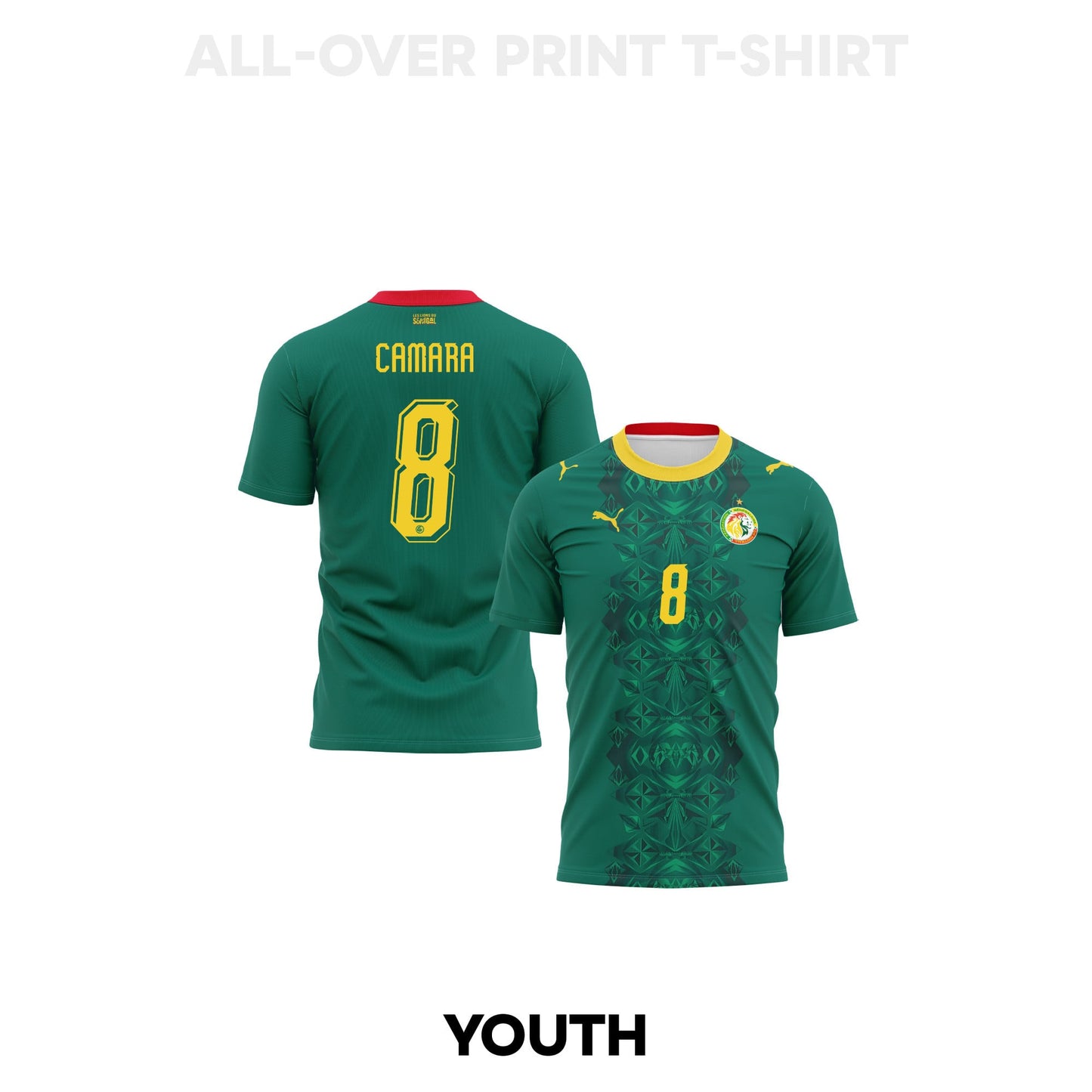 Lamine Camara 8 Youth Senegal 2026 Away 3D T-shirt Fully Printed – Green