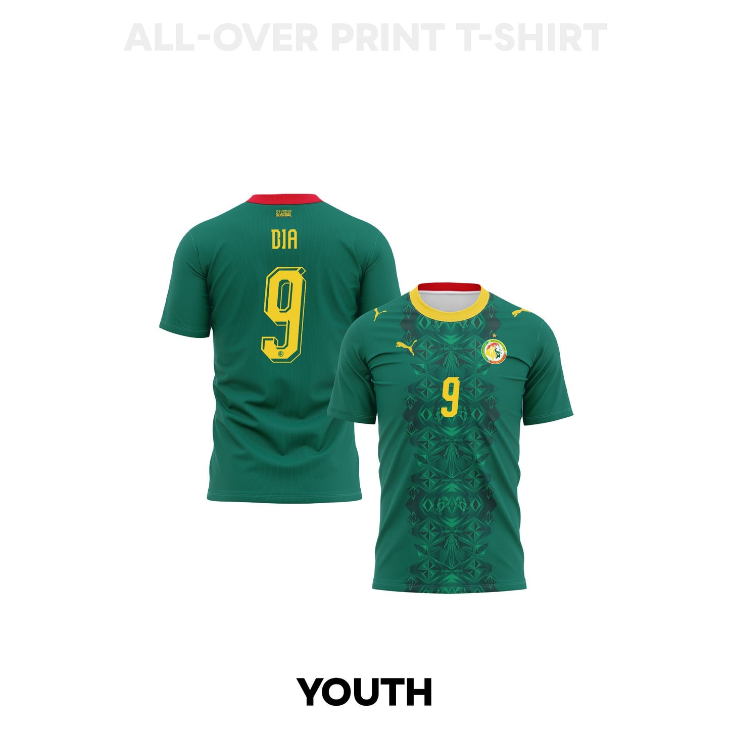 Boulaye Dia 9 Youth Senegal 2026 Away 3D T-shirt Fully Printed – Green
