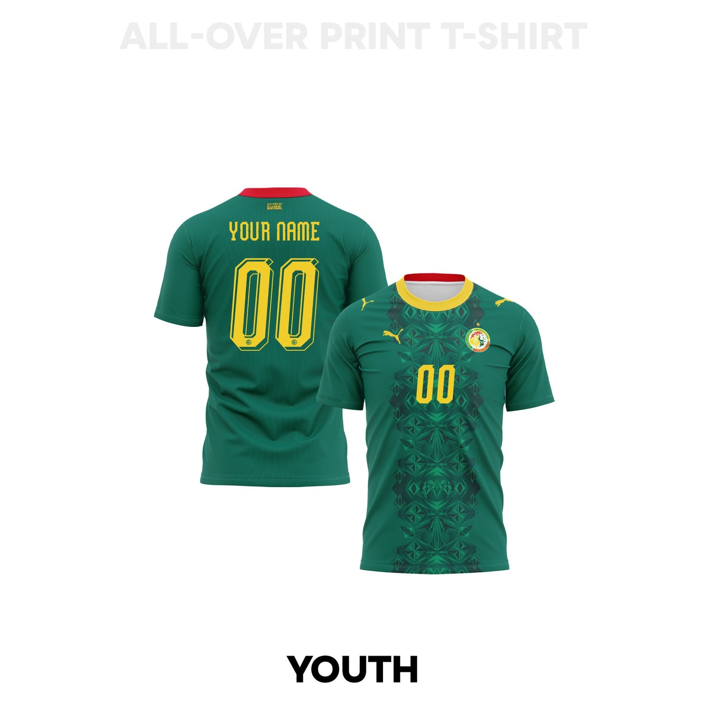 Senegal 2026 Youth Away 3D T-shirt Fully Printed – Personalized – Green