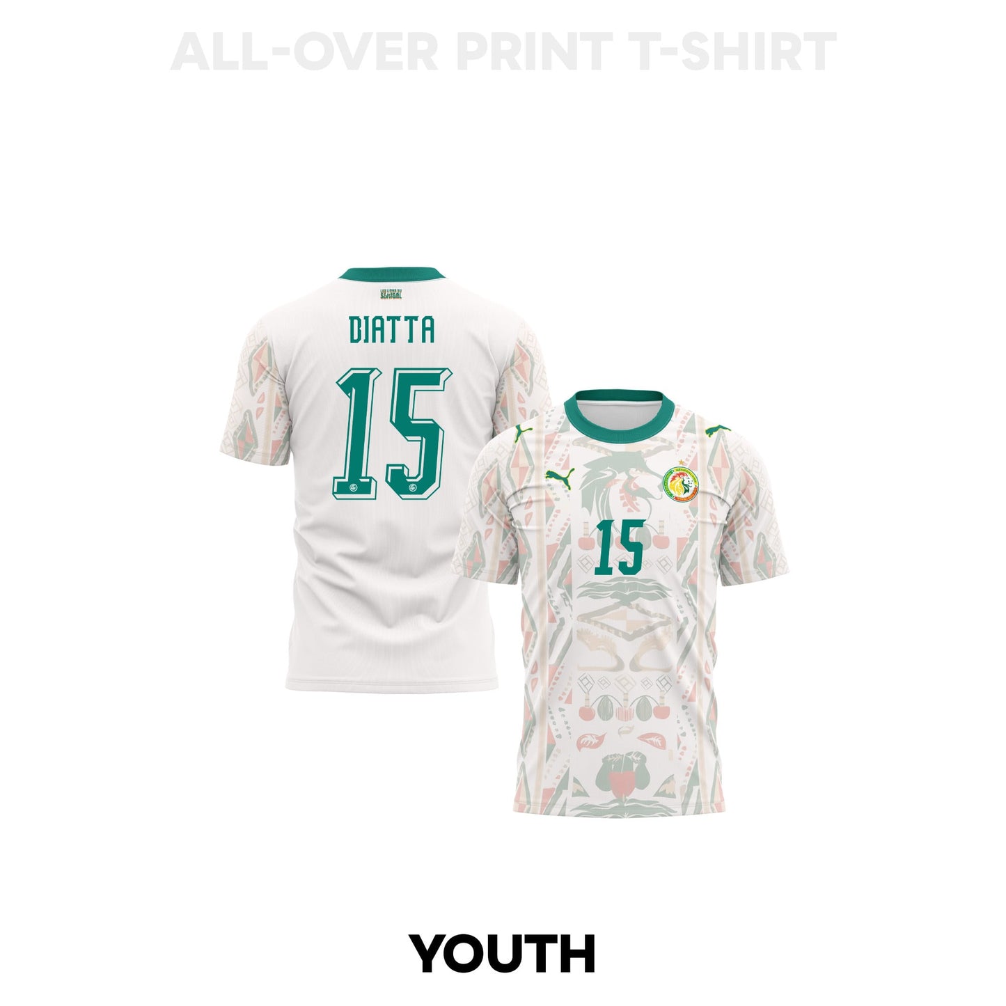 Krépin Diatta 15 Youth Senegal 2026 Home 3D T-shirt Fully Printed – White
