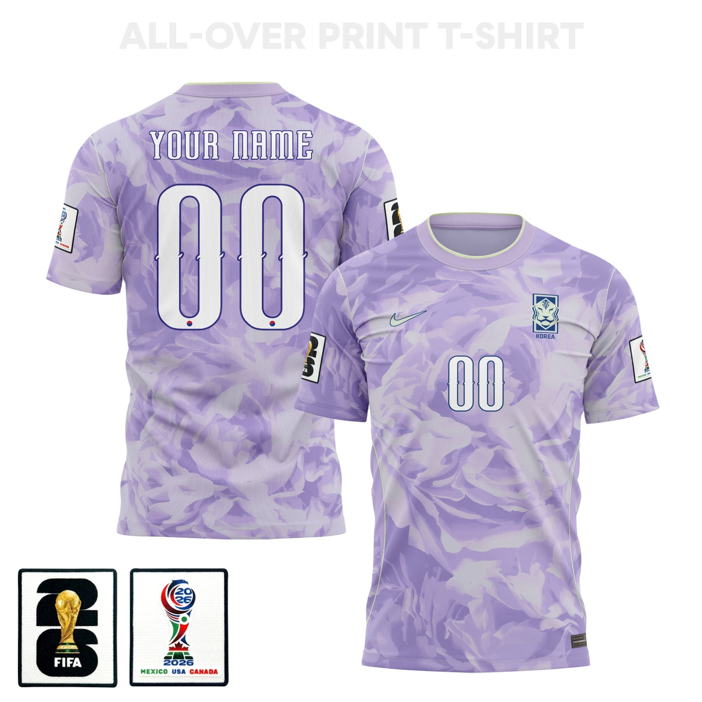 South Korea 2026 Away 3D T-Shirt Fully Printed – Personalized – Unisex, Purple