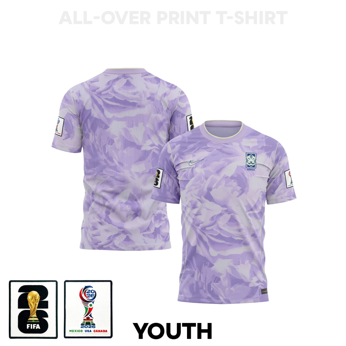 South Korea 2026 Youth Away 3D T-shirt Fully Printed – Purple