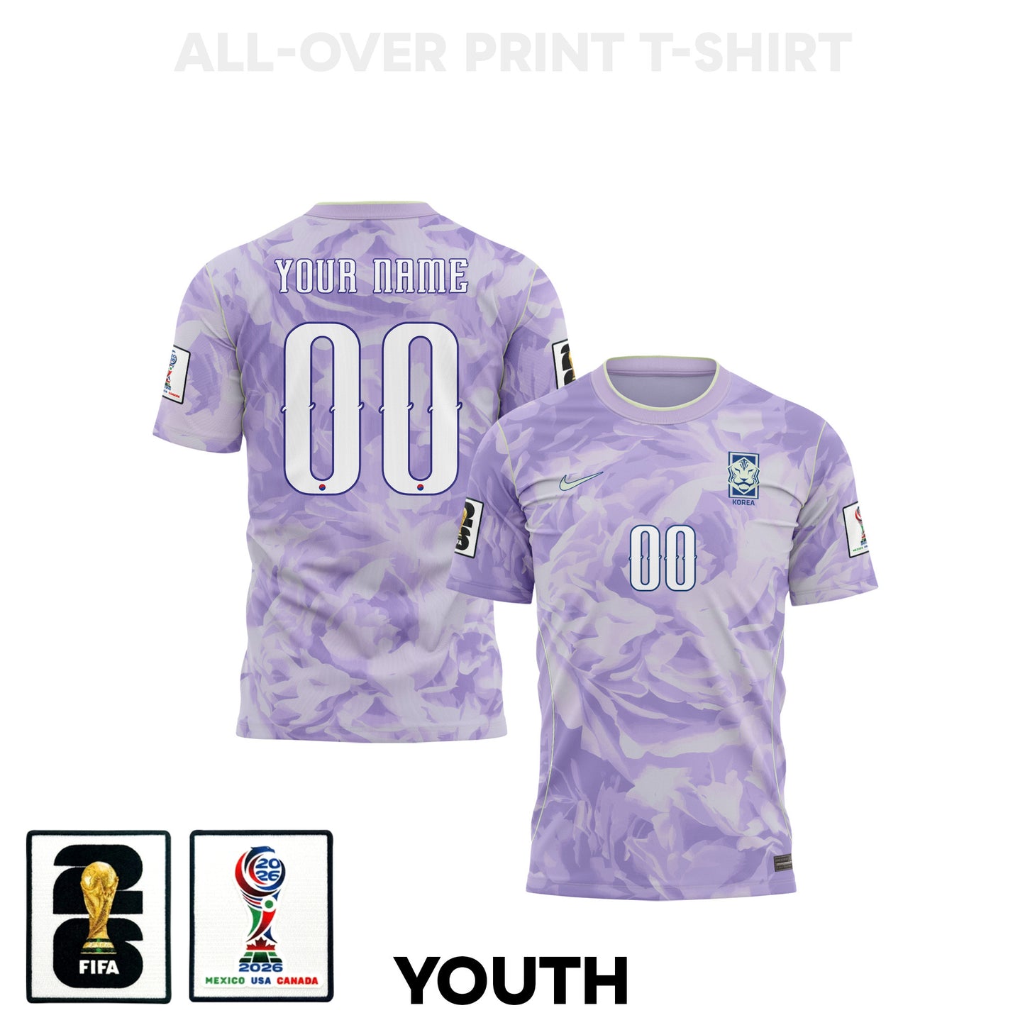 South Korea 2026 Youth Away 3D T-shirt Fully Printed – Personalized – Purple