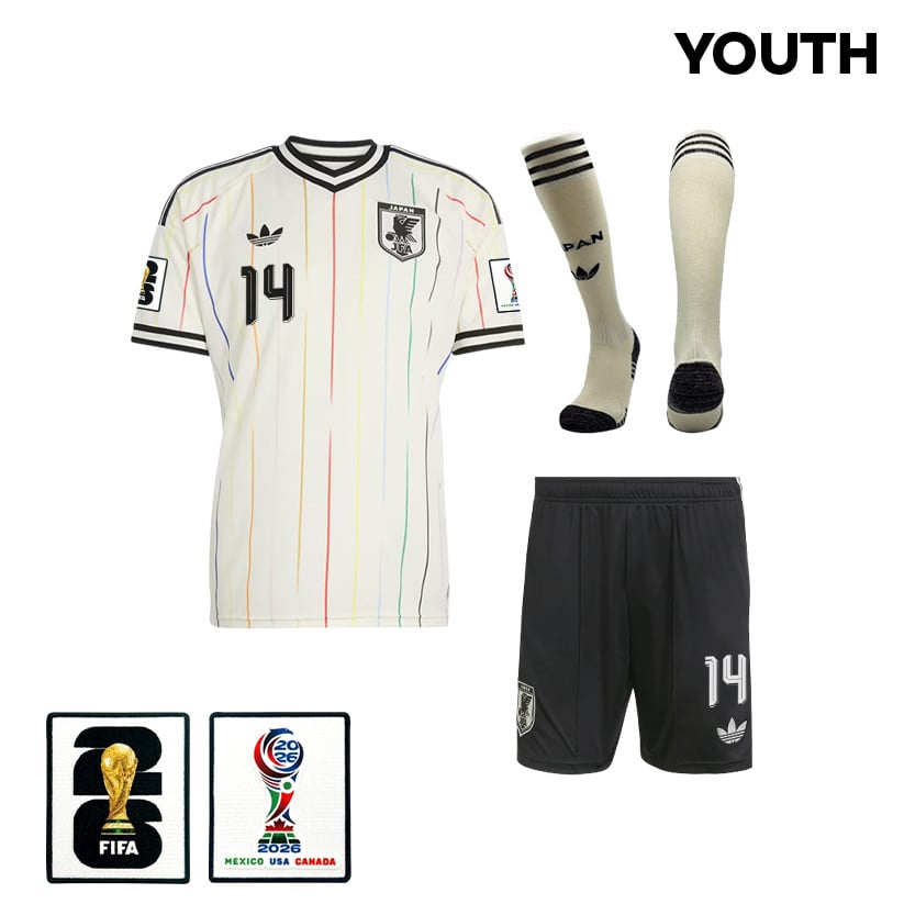 Junya Ito 14 Japan 2026 YOUTH Away Kit Set – Off White/Black