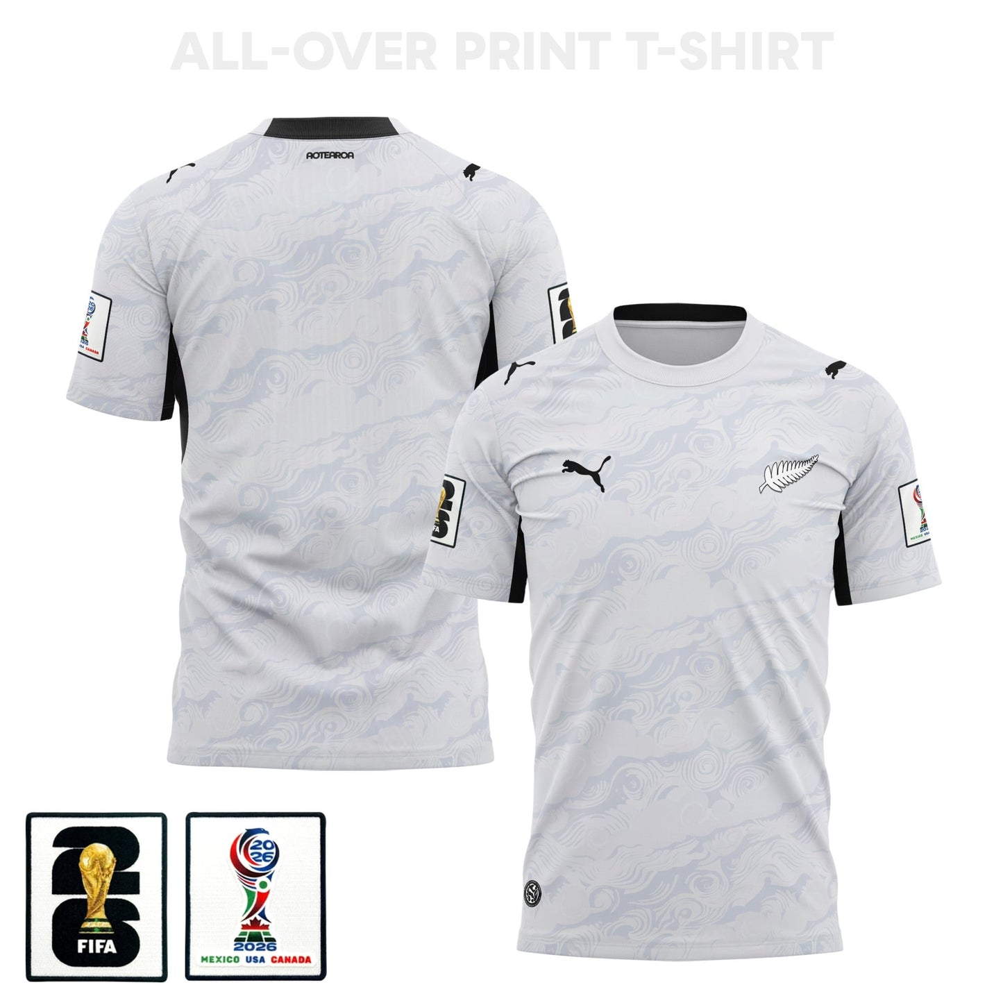 New Zealand 2026 Away 3D T-Shirt Fully Printed – Unisex, White