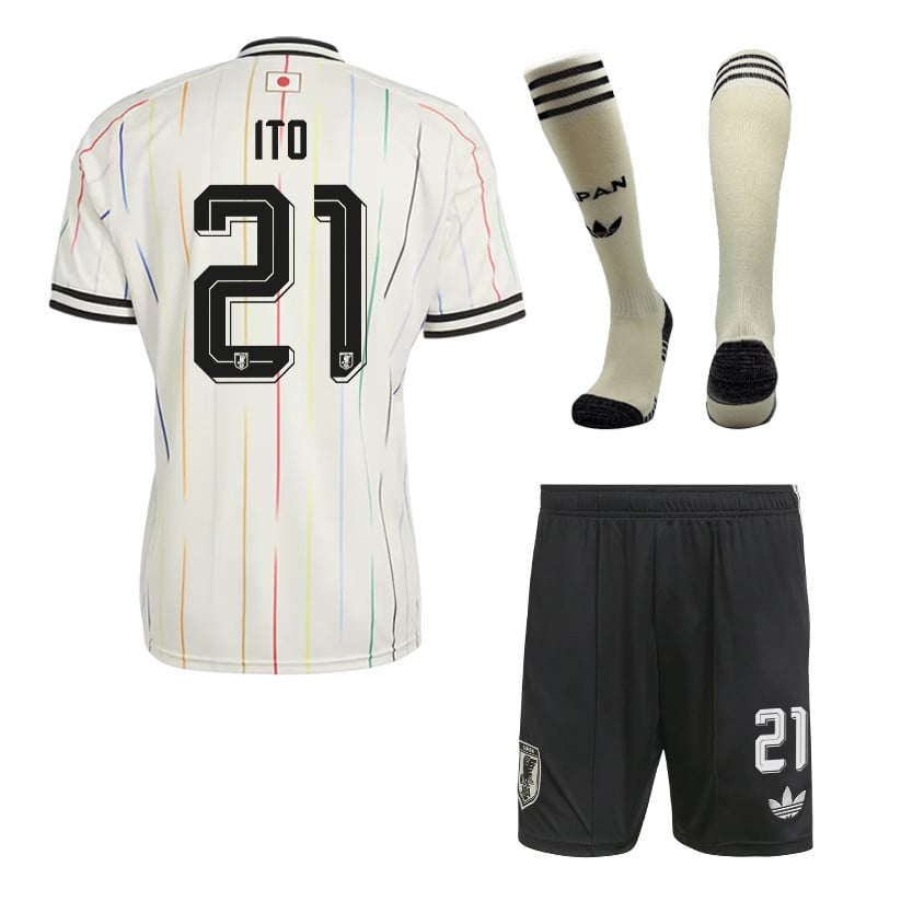 Hiroki Ito 21 Japan 2026 Away Men Kit Set – Off White/Black