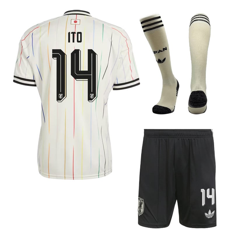 Junya Ito 14 Japan 2026 Away Men Kit Set – Off White/Black