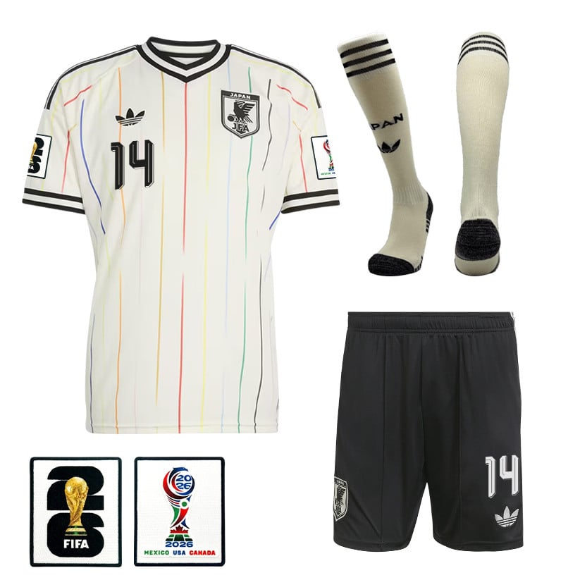 Junya Ito 14 Japan 2026 Away Men Kit Set – Off White/Black