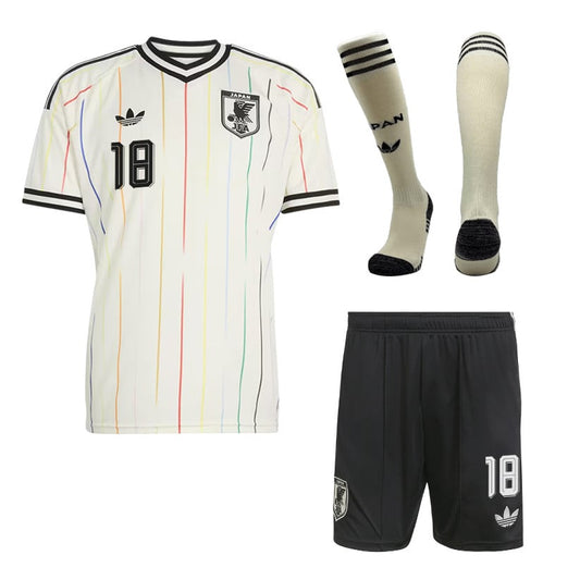 Ayase Ueda 18 Japan 2026 Away Men Kit Set – Off White/Black