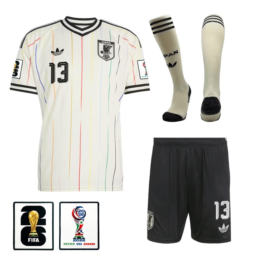 Keito Nakamura 13 Japan 2026 Away Men Kit Set – Off White/Black