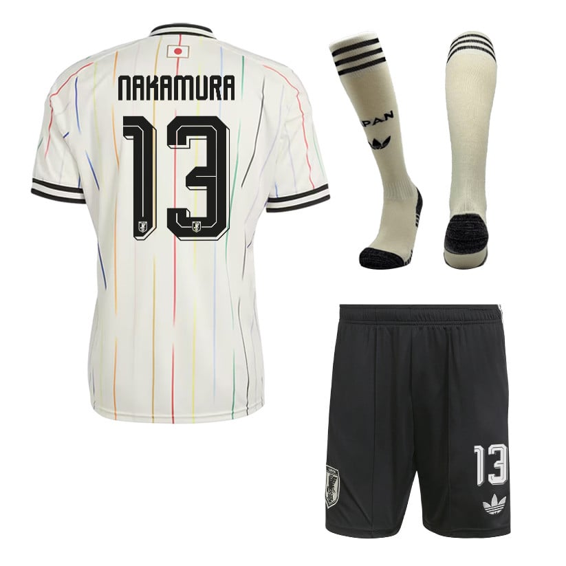 Keito Nakamura 13 Japan 2026 Away Men Kit Set – Off White/Black