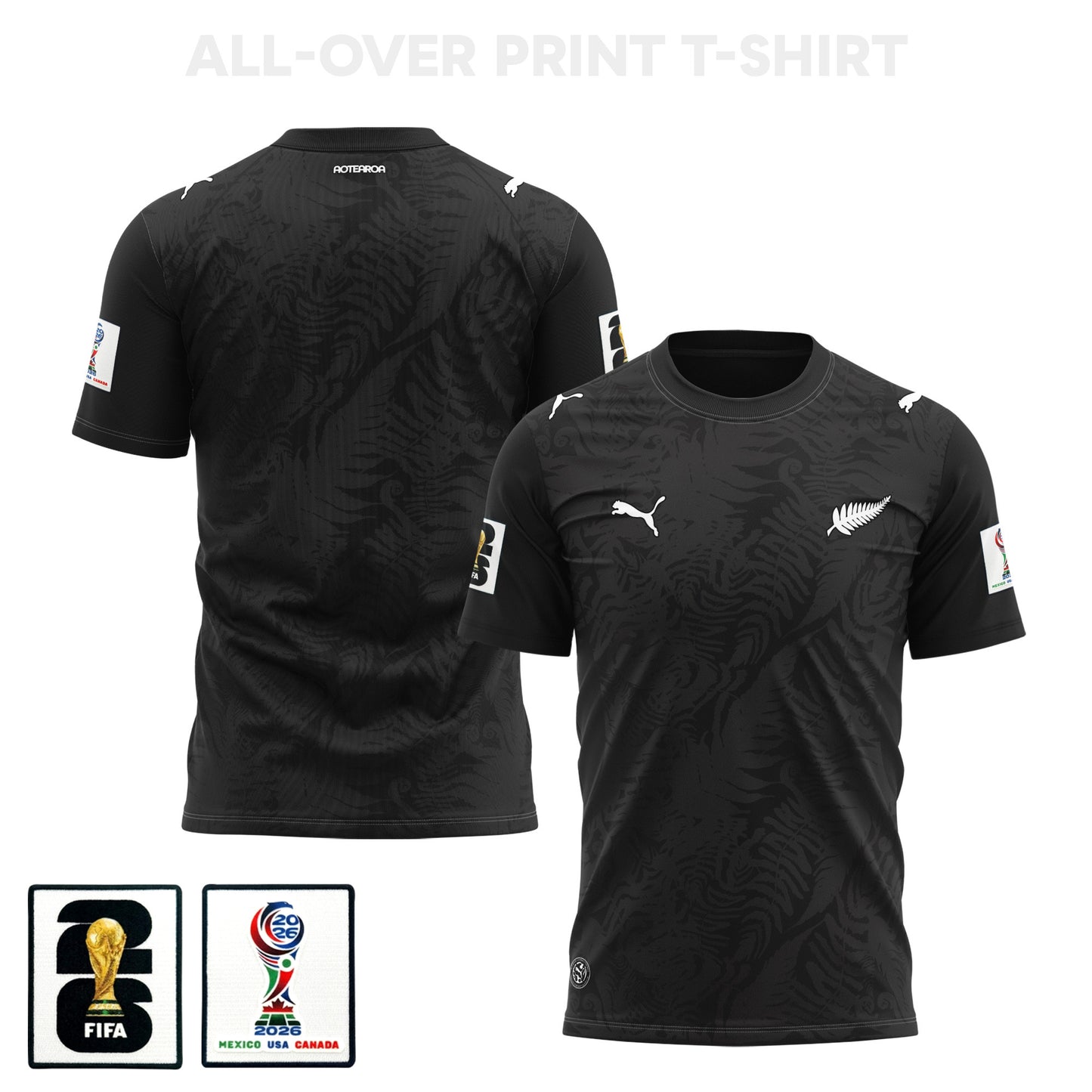 New Zealand 2026 Home 3D T-Shirt Fully Printed – Unisex, Black