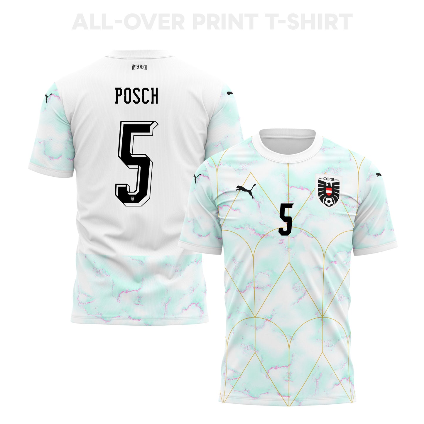 Stefan Posch 5 Austria 2026 Away 3D T-Shirt Fully Printed – Unisex, White